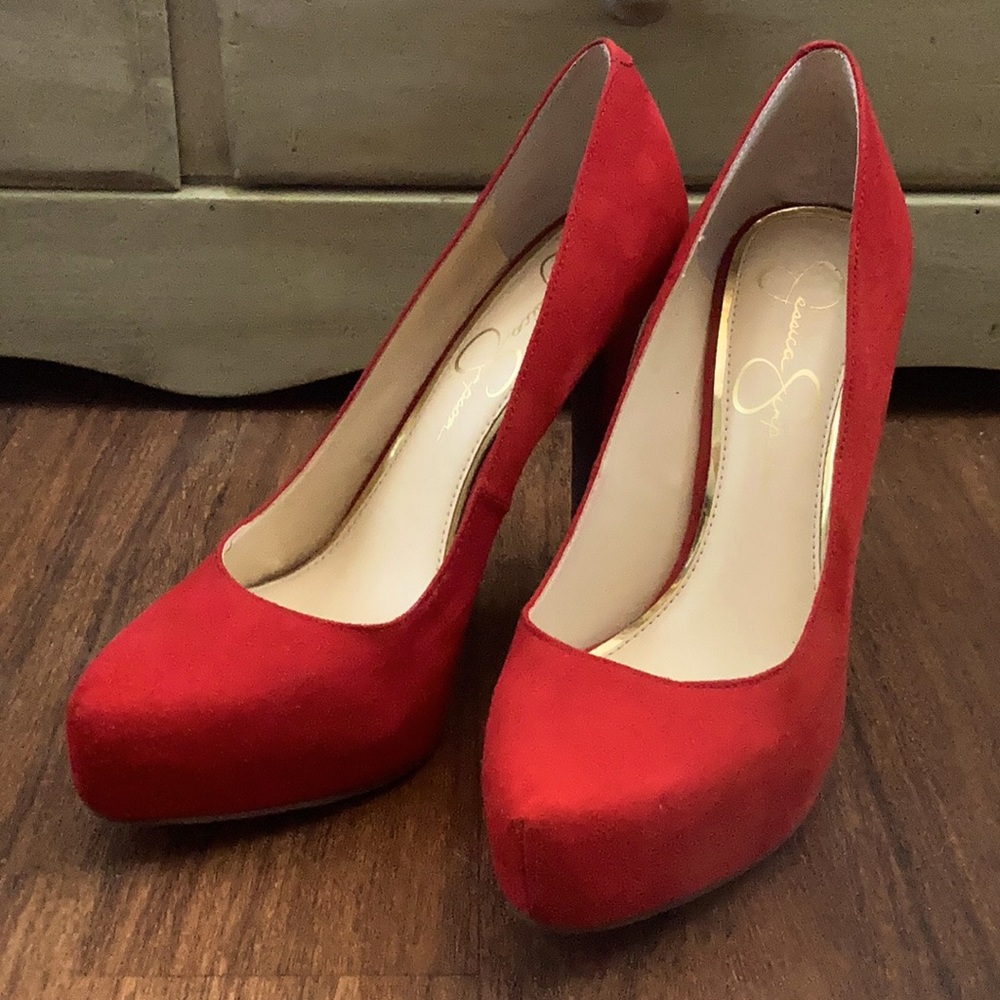 Jessica Simpson red high heels